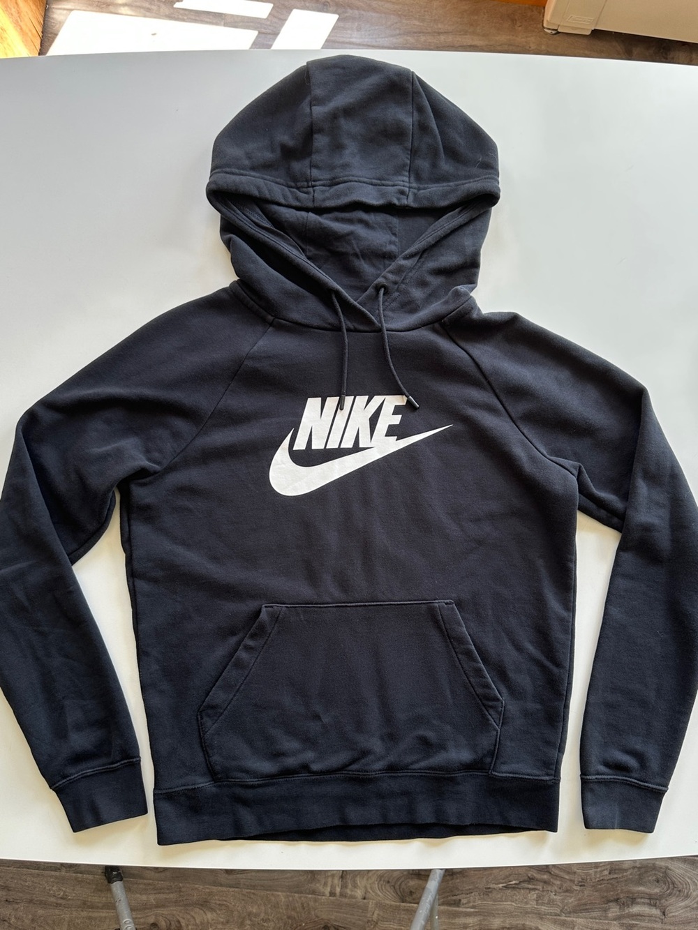 Nike Women's Black White Swoosh Logo Hoodie Sweatshirt S Small